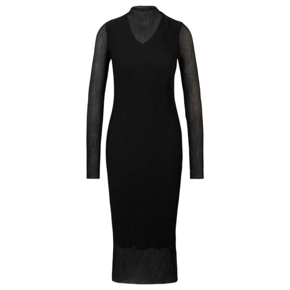 Boss Womens/Ladies Mesh Long-Sleeved Midi Dress / Black